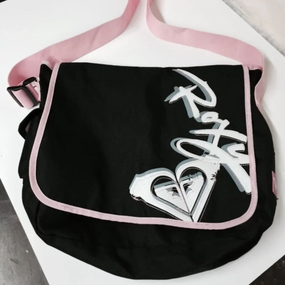 Roxy Black and Pink Messenger Bag